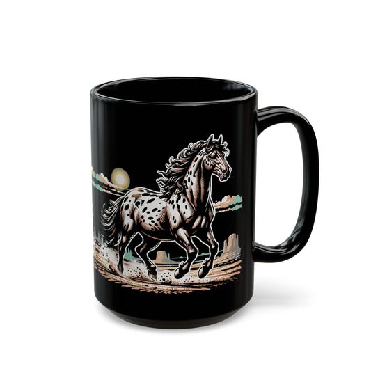 Appaloosa Action Scene Black Mug (15oz)