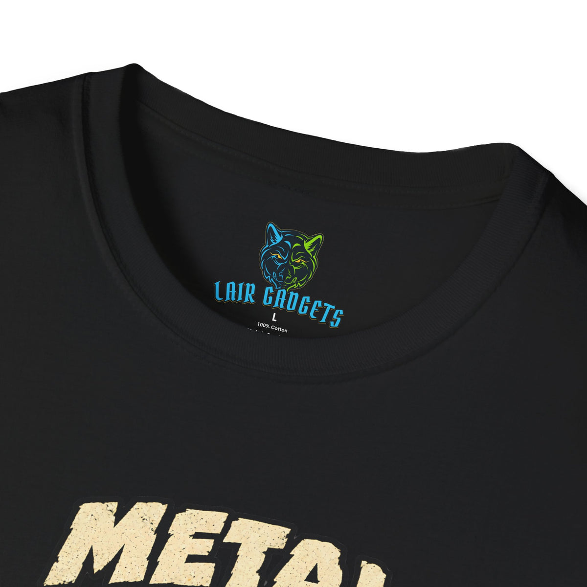 Metal Was Always Overpowered robot guitar graphic tee, alternate view
