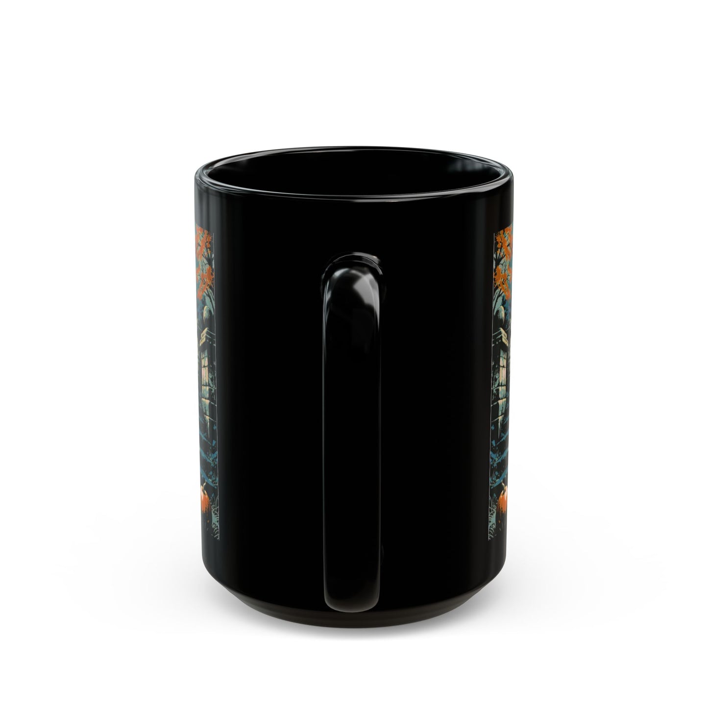 Halloween Black Cat Full Moon best staircase Black Mug (15oz)