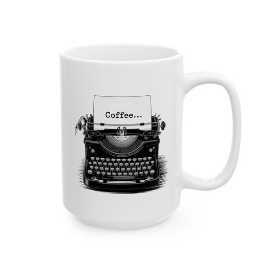 91 - Coffee...  Ceramic Mug — Vintage Typewriter Coffee Cup (15oz)