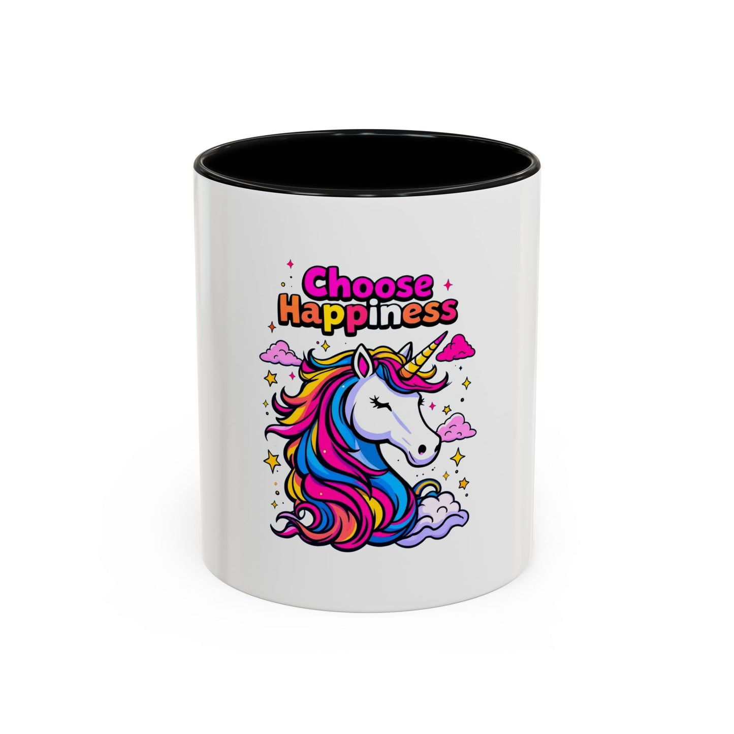 Unicorn Coffee Mug, 'Choose Happiness' Design, Glossy Finish for Morning Motivation