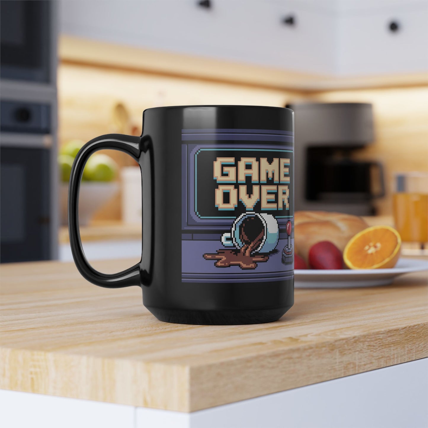 Retro Gamer Mug, Game Over Coffee Cup, Vintage Gamers Gift, Pixel Art Drinkware, Fun Gaming Accessories