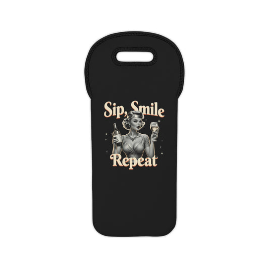 Vintage Wine Tote Bag - Sip, Smile, Repeat