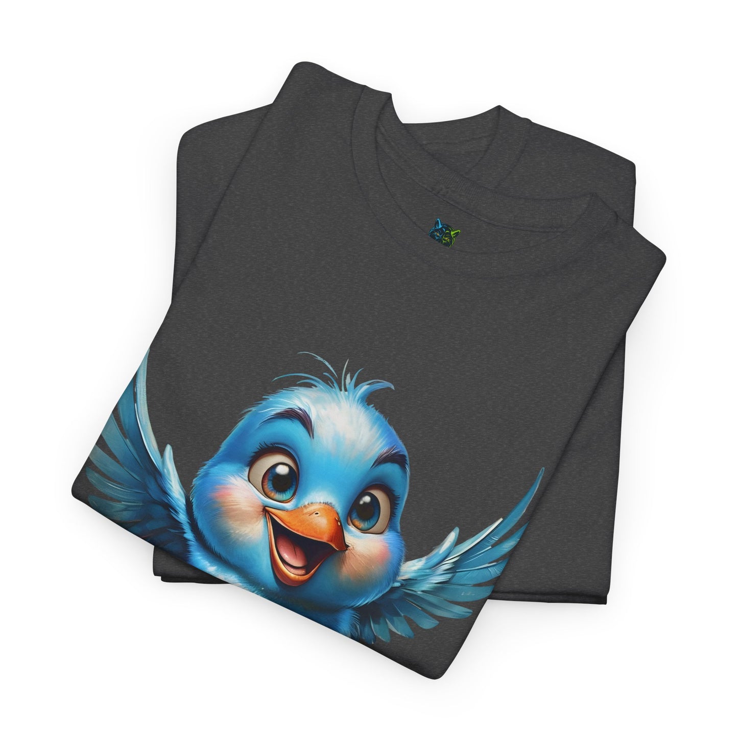 Playful Bluebird  Heavy Cotton Tee - Perfect for Nature Lovers & Everyday Wear