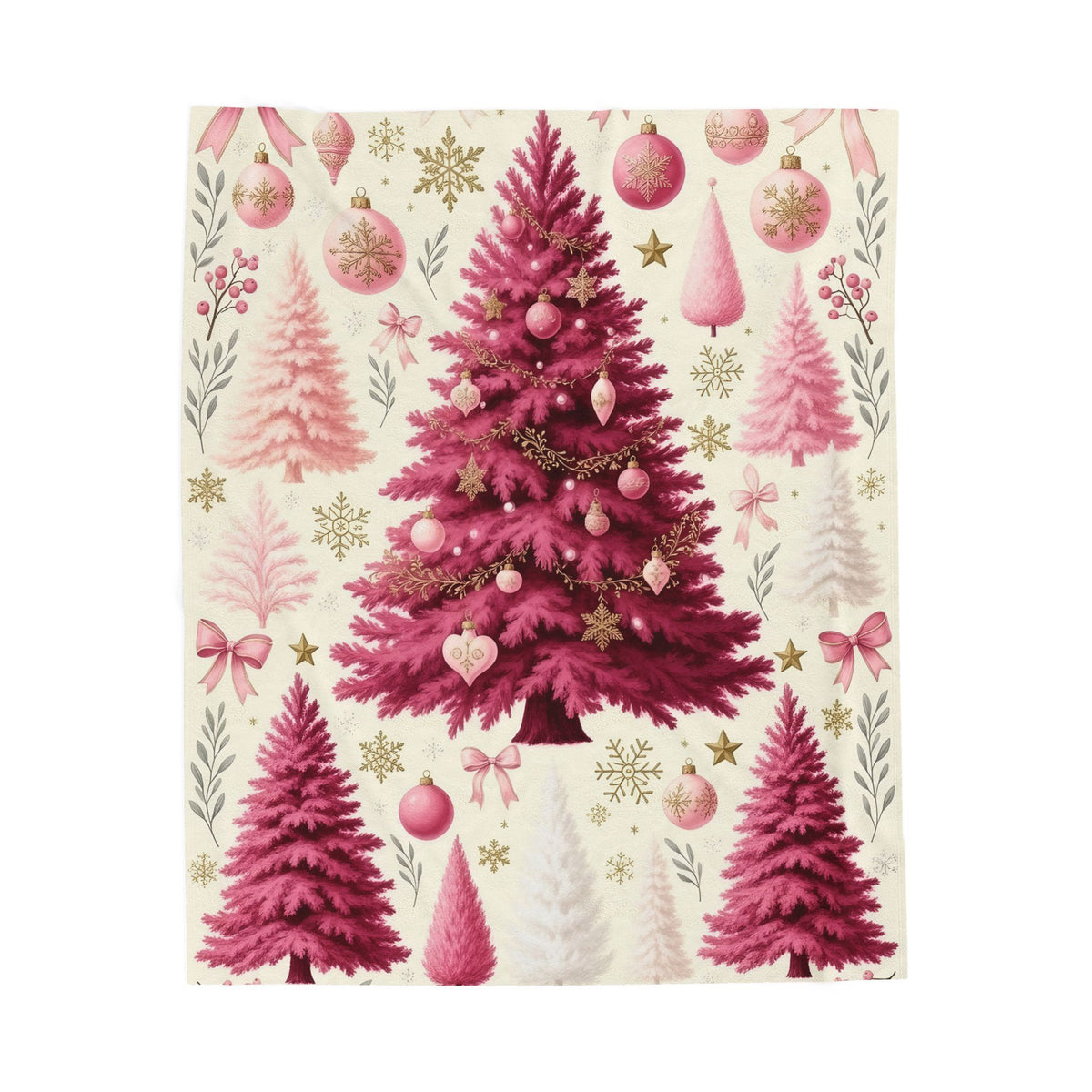 Pink Tree Velveteen Plush Blanket