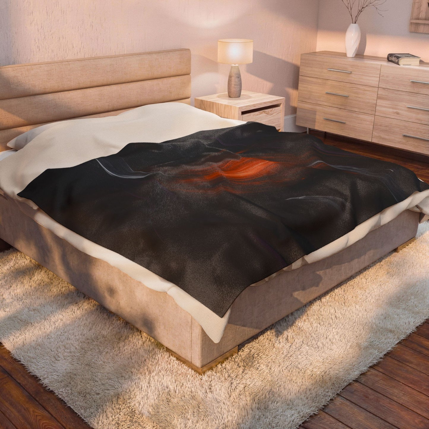 Fall Abstract "Orange Eye" Velveteen Plush Blanket