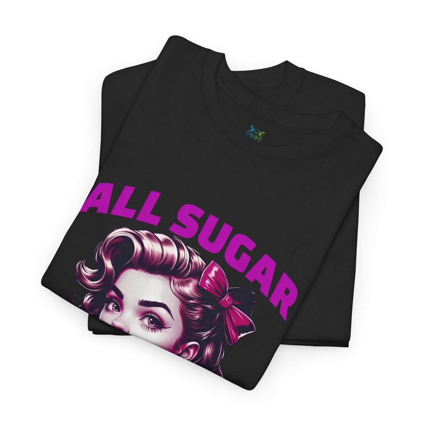 All Sugar No Daddy Heavy Cotton Tee - Fun Retro Graphic Tee for Sweet Tooth Lovers