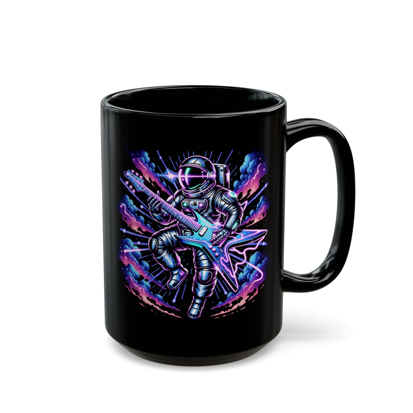 Space man guitar Black Mug (11oz, 15oz)