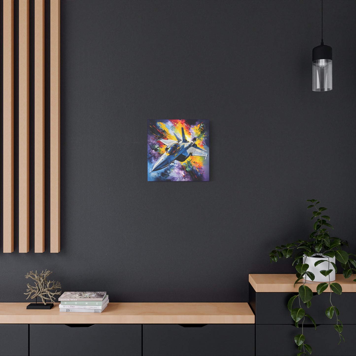 Fighter Jet Wall Art - Colorful Matte Canvas Print for Aviation Enthusiasts