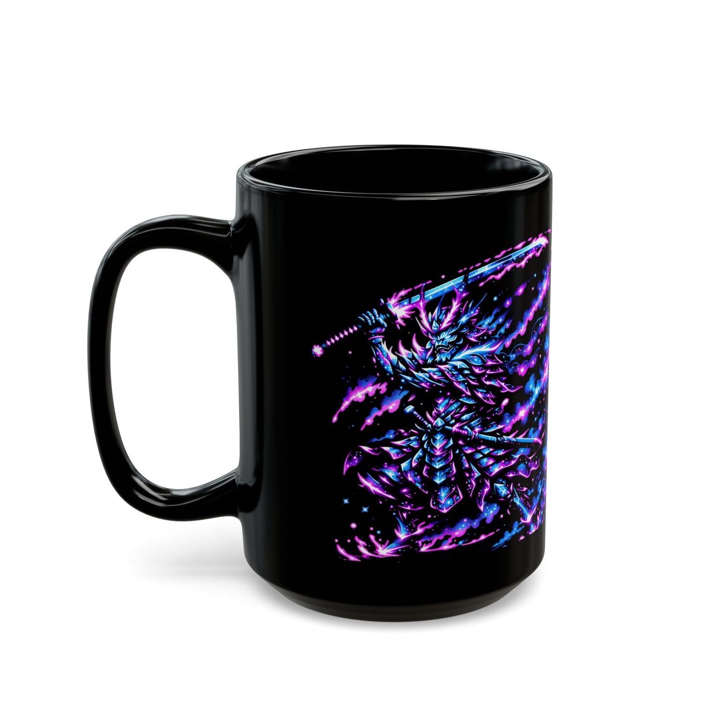 Cosmic Samurai Standing with Sword Version Black Mug (11oz, 15oz)