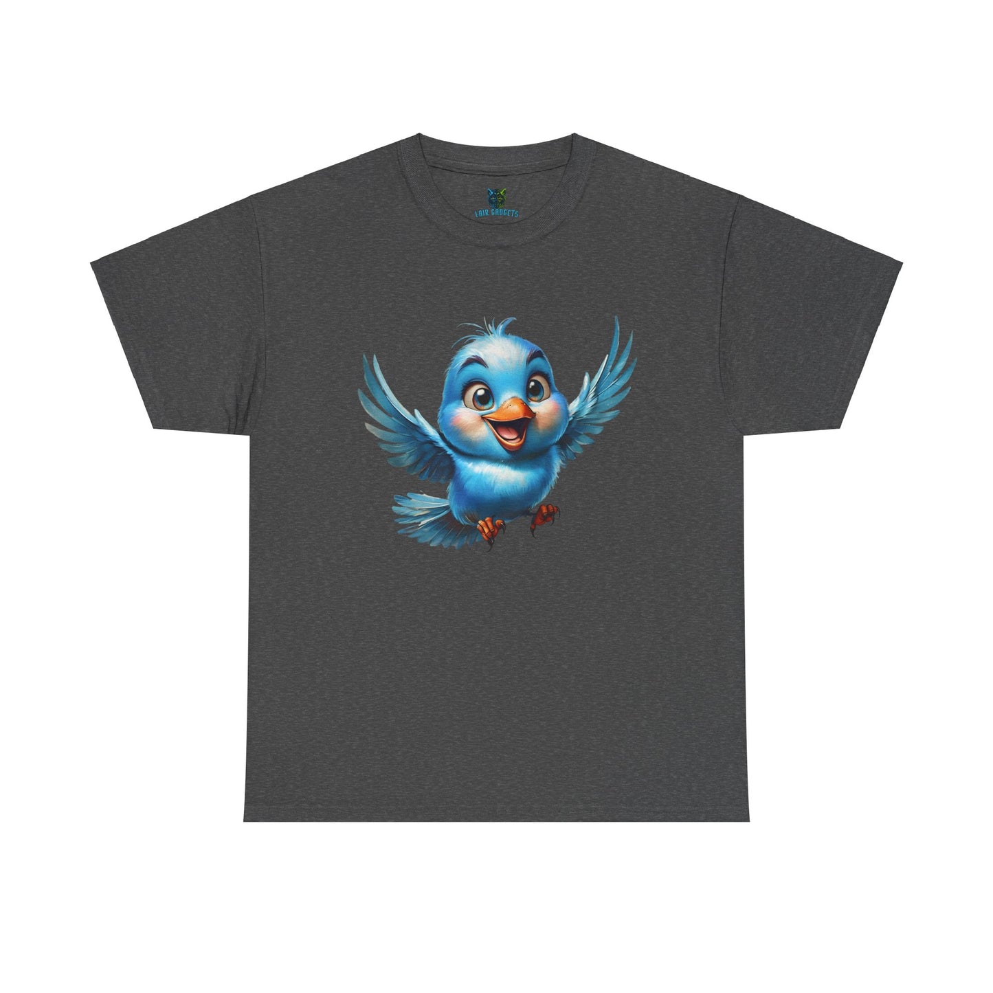 Playful Bluebird  Heavy Cotton Tee - Perfect for Nature Lovers & Everyday Wear