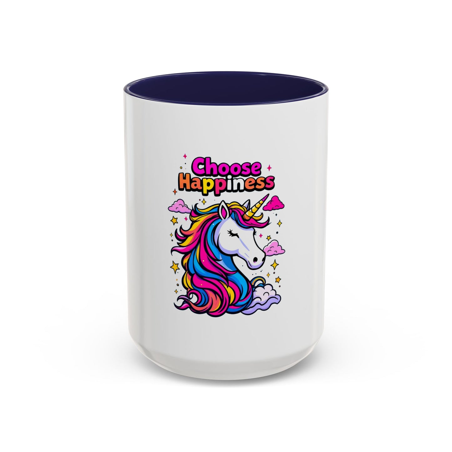 Unicorn Coffee Mug, 'Choose Happiness' Design, Glossy Finish for Morning Motivation