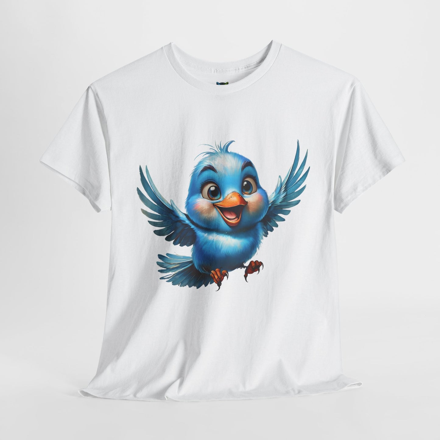 Playful Bluebird  Heavy Cotton Tee - Perfect for Nature Lovers & Everyday Wear