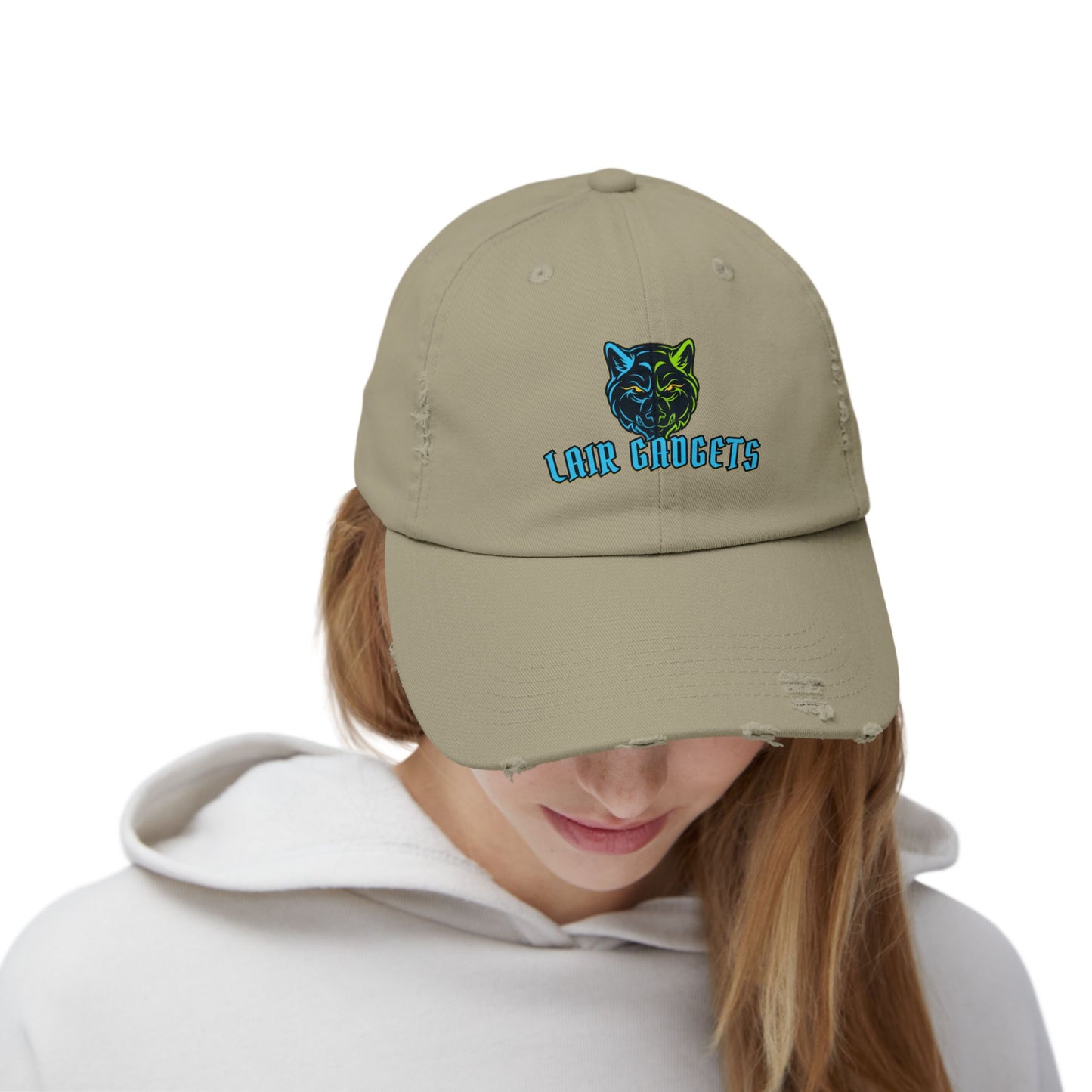 Lair Gadgets Vibrant Distressed Cap with Wolf Design | Unisex Cap for Outdoor Adventures, Casual Style, Gift for Animal Lovers, Summer Accessory
