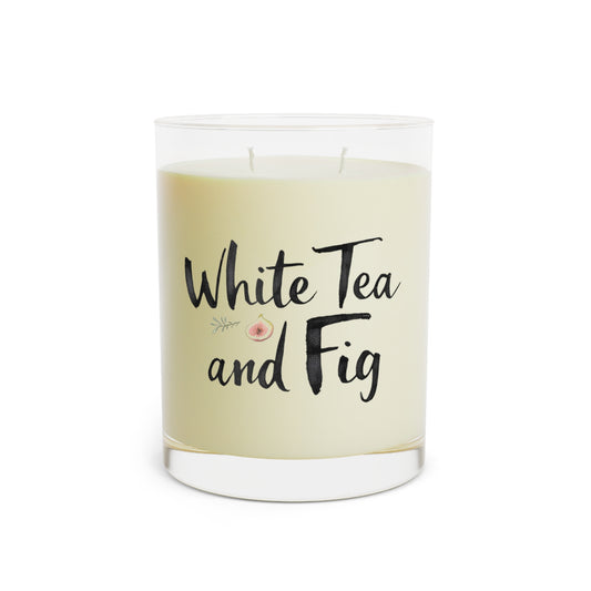 White Tea and Fig Scented Candle, 11oz Full Glass, Elegant Home Fragrance Gift for Every Occasion or Celebration