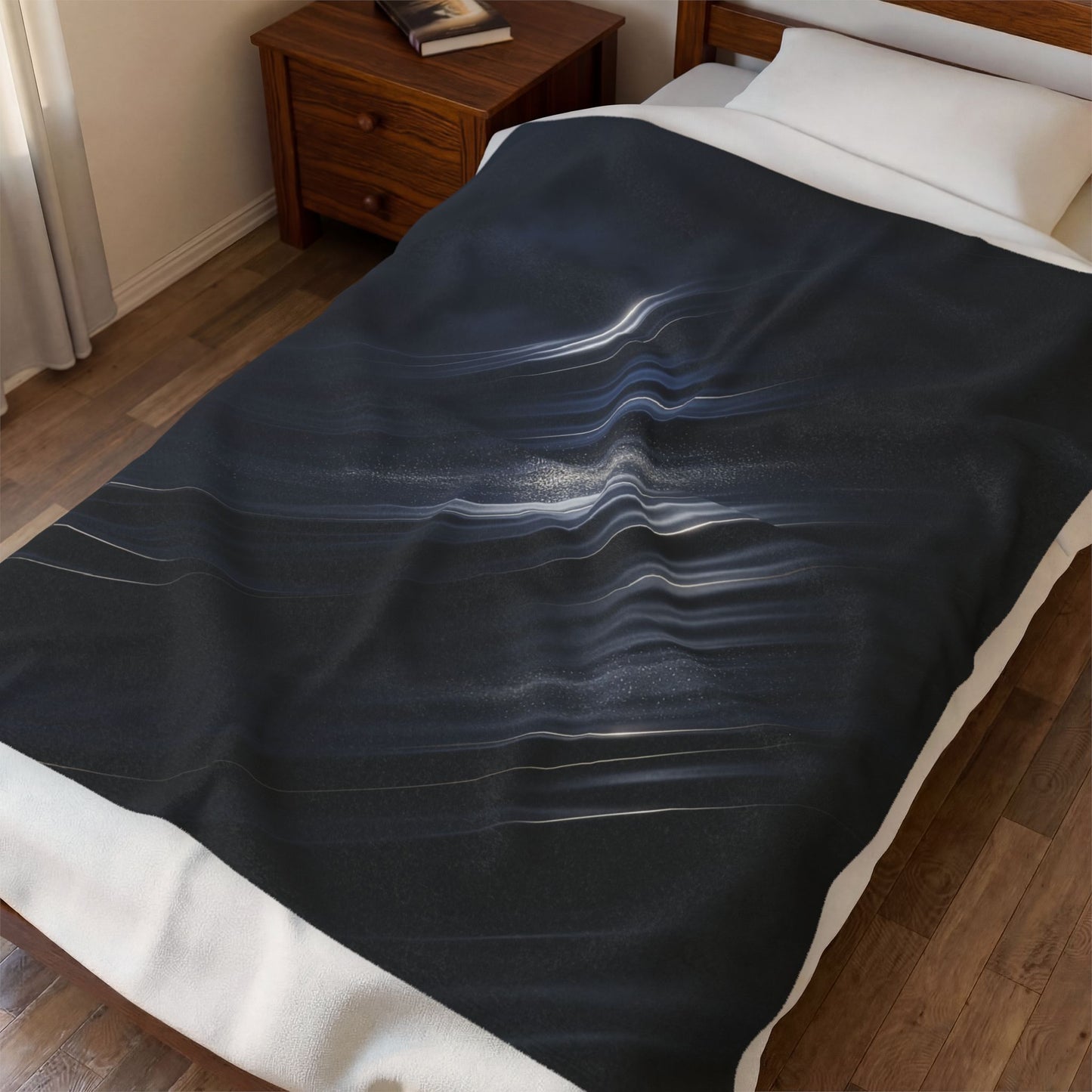Abstract Throw Blanket 60x80 – Plush Modern Blanket for Couch Bed Sofa – Contemporary Navy Blue Decor – Midnight Currents by Lair Gadgets