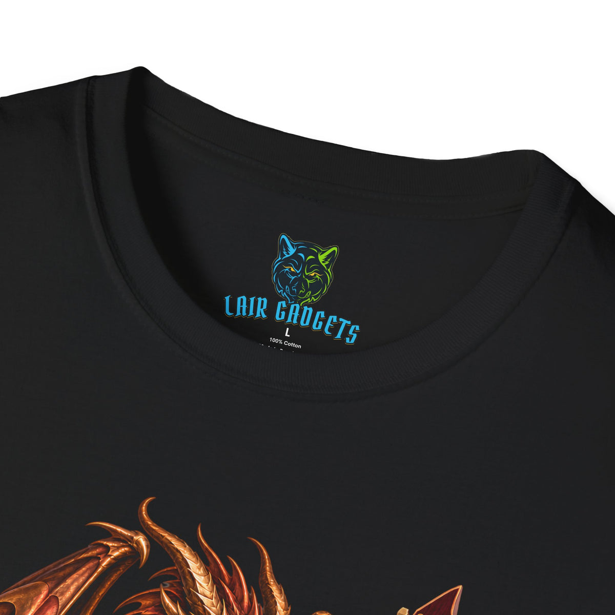 Dragon wrapped around an electric guitar graphic tee, alternate view