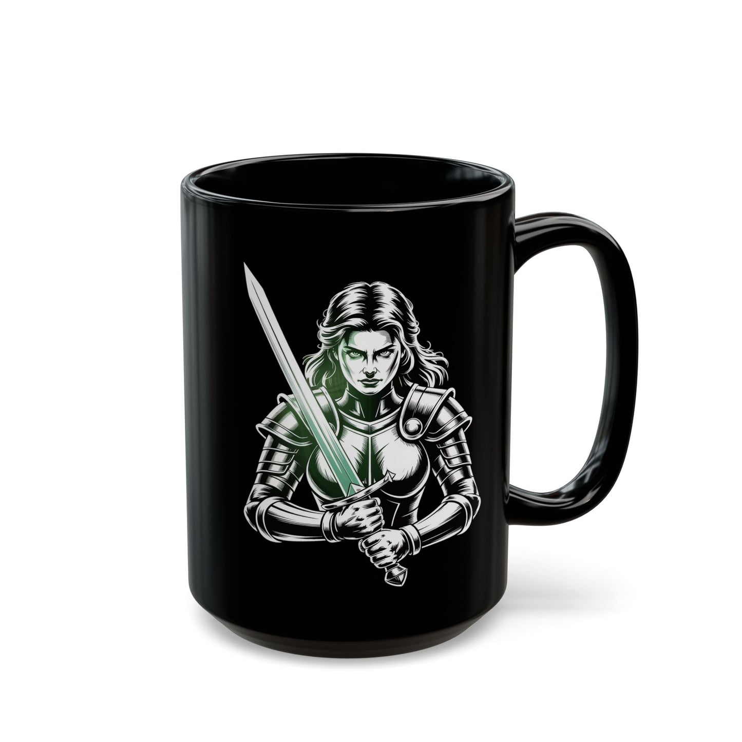 Female Warrior Black Mug (15oz)