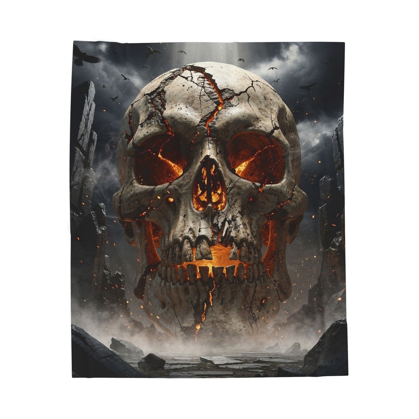 Skull Throw Blanket – Gothic Plush Blanket for Couch Bed Sofa – Dark Fantasy Decor – Ember Skull Dominion by Lair Gadgets