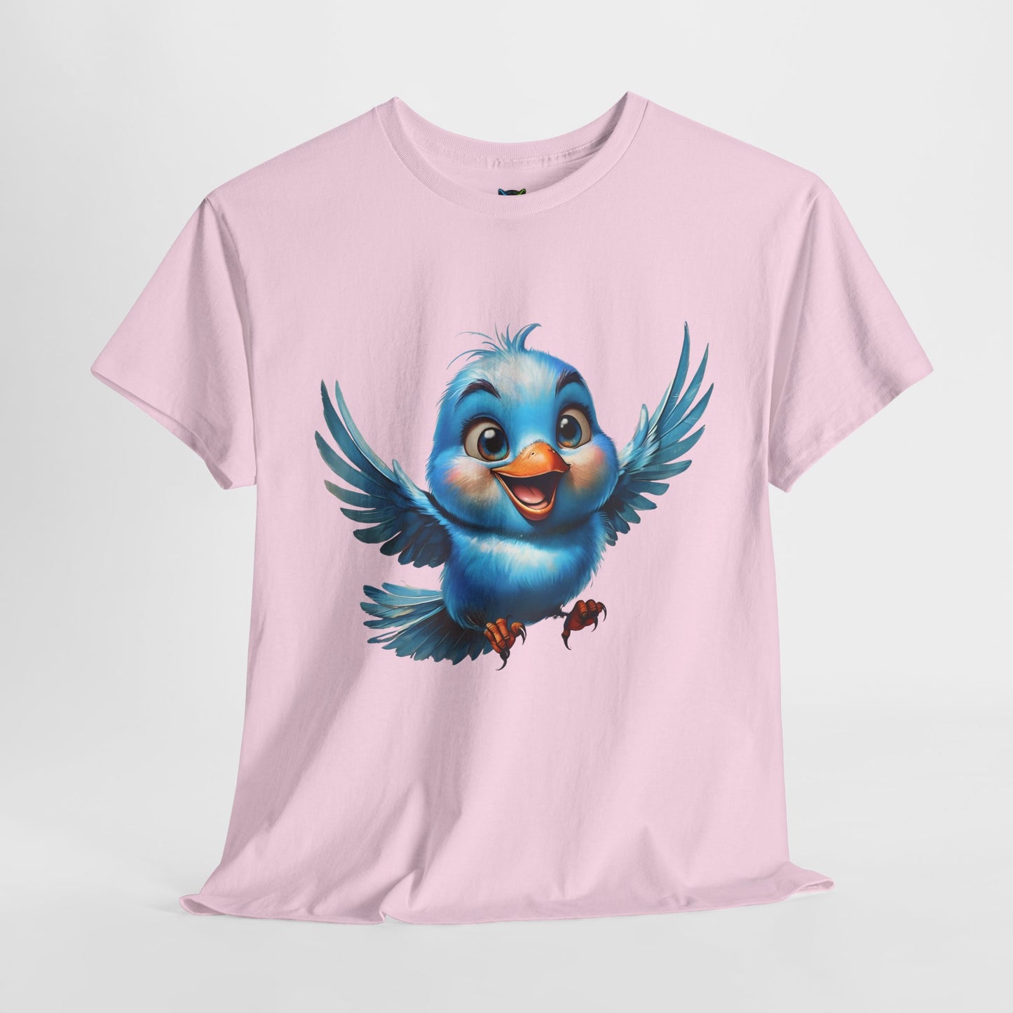 Playful Bluebird  Heavy Cotton Tee - Perfect for Nature Lovers & Everyday Wear