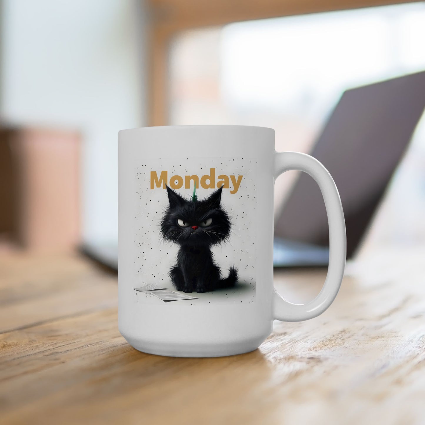 Motivational Cat Ceramic Mug - Perfect for Coffee Lovers, 15oz