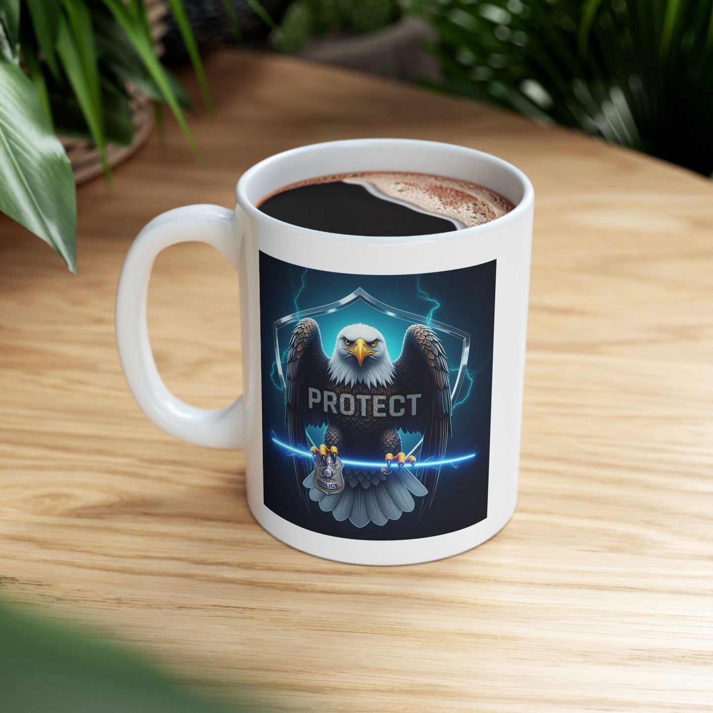 Eagle Protect Mug, Police Mug, Law Enforcement Mug, Patriotic Mug, American Eagle Mug, Gift for Police Officer, Military Mug