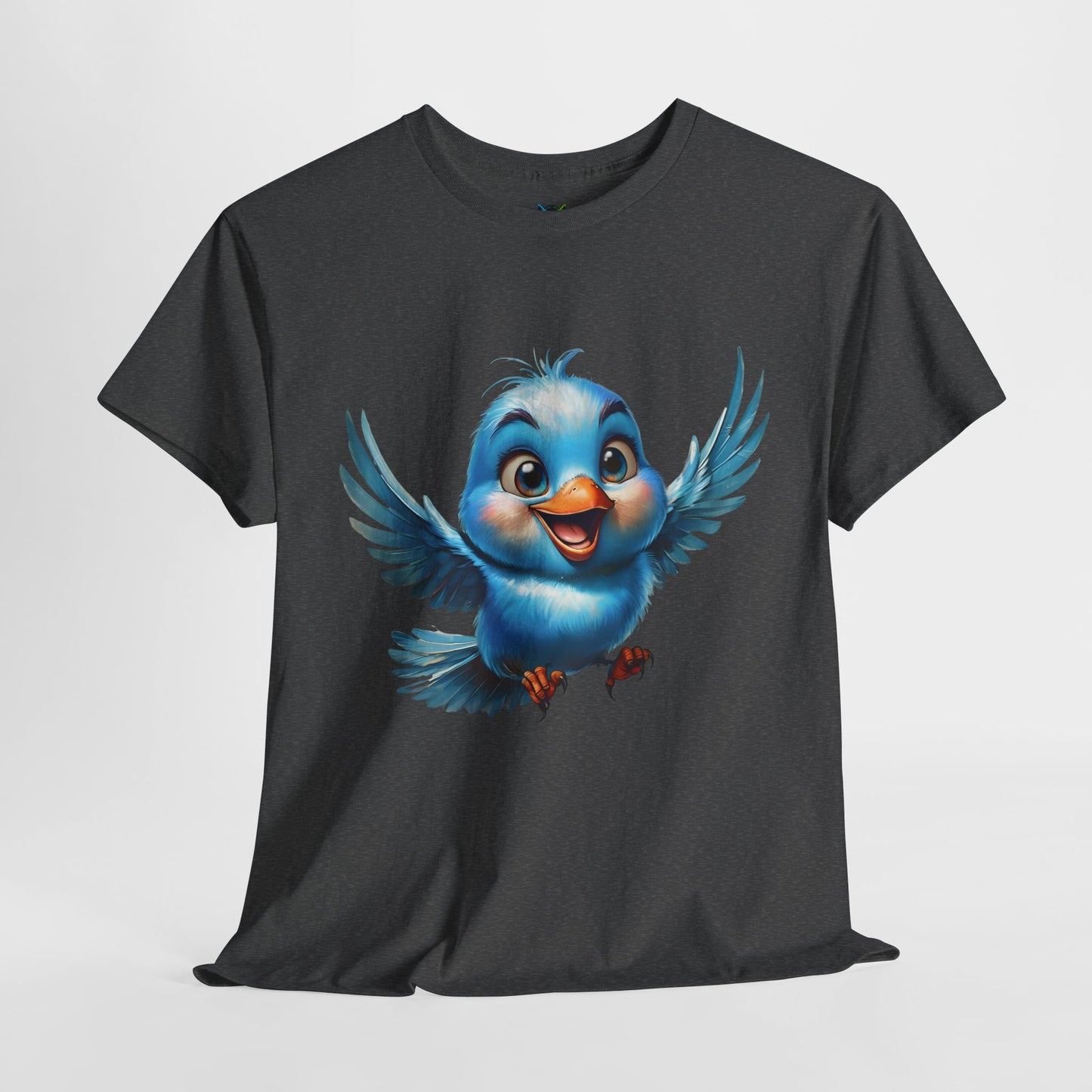 Playful Bluebird  Heavy Cotton Tee - Perfect for Nature Lovers & Everyday Wear