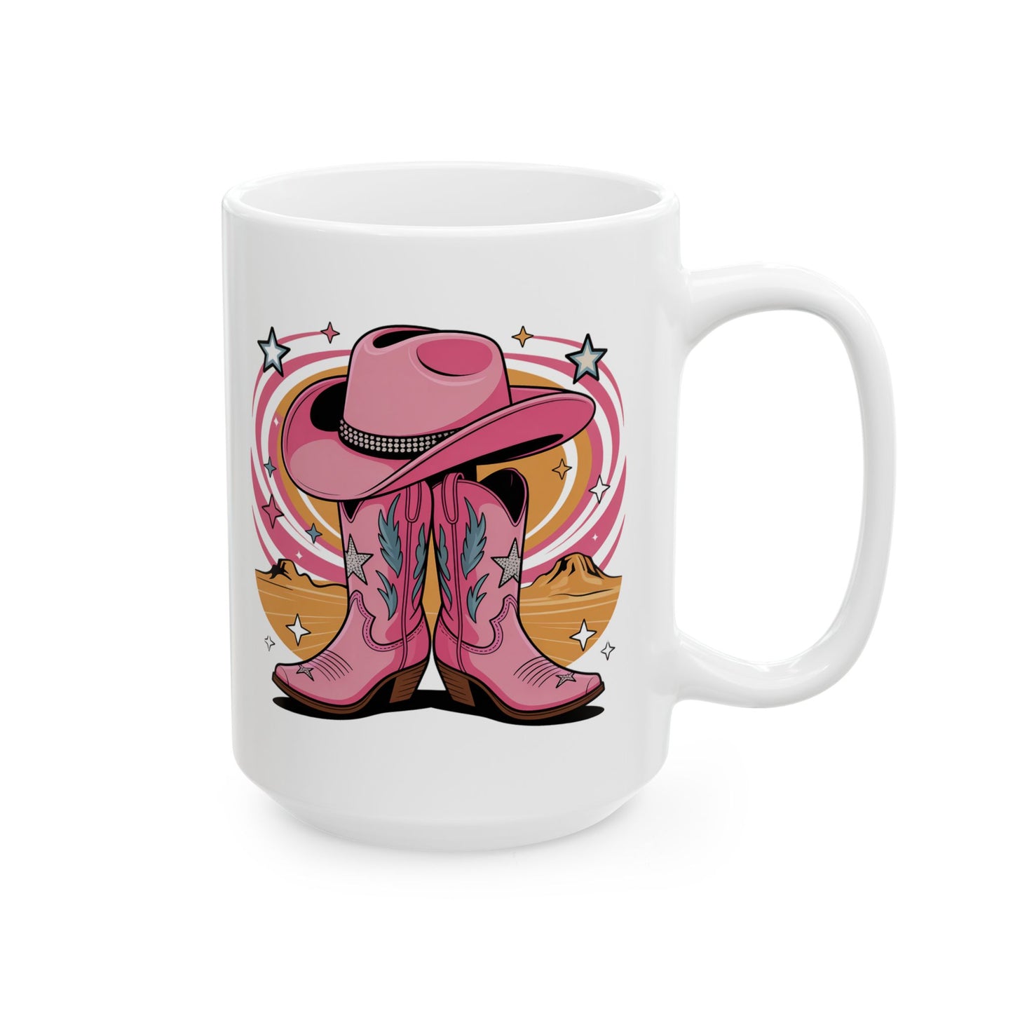 Cowgirl hat and boots Ceramic Mug, (15oz)