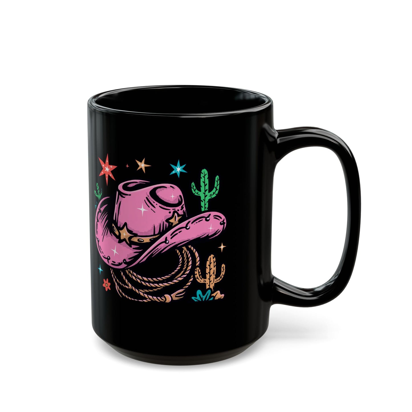 Pink cowgirl hat Black Mug (15oz)