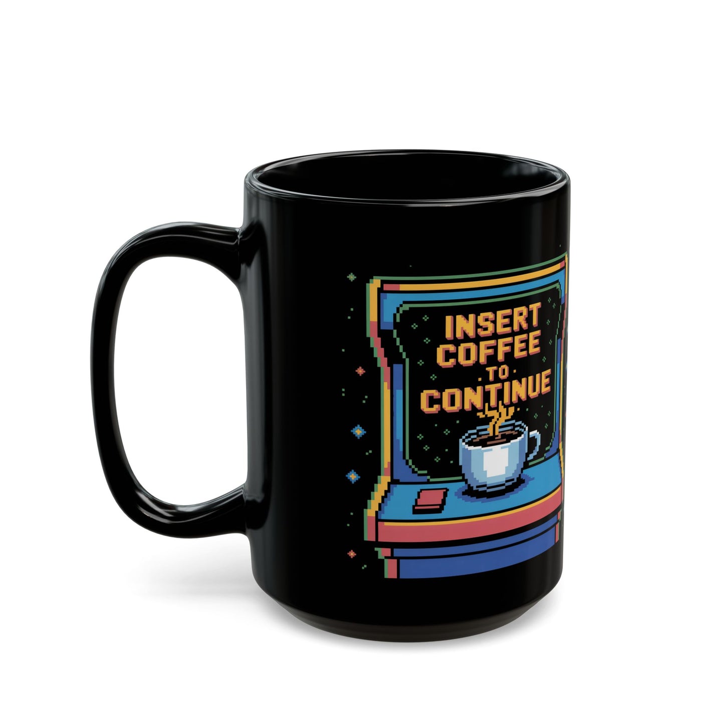 Retro Gamer Coffee Mug, Fun Ceramic Cup for Gamers, Video Game Lover Gift, Retro Arcade Decor, Insert Coffee to Continue