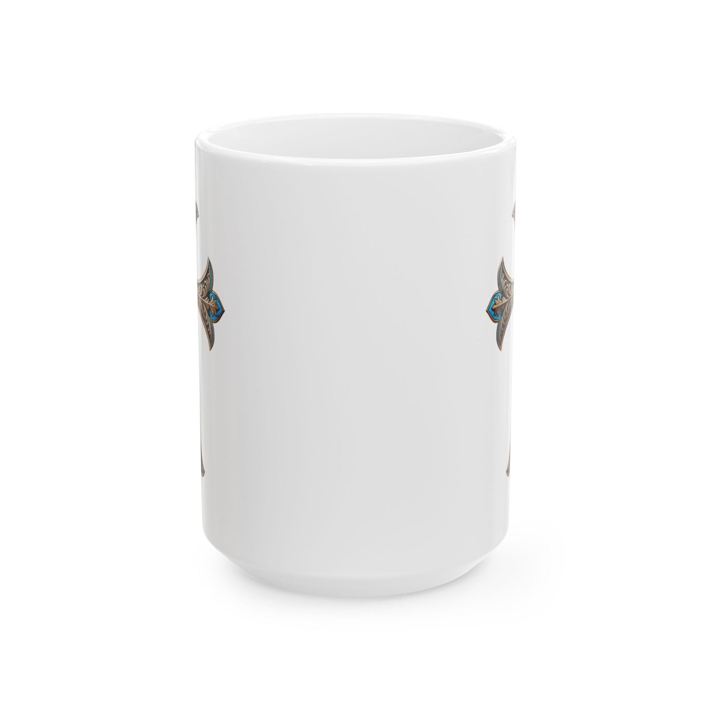 Easter Cross Blue Accent Ceramic Mug, (11oz, 15oz)