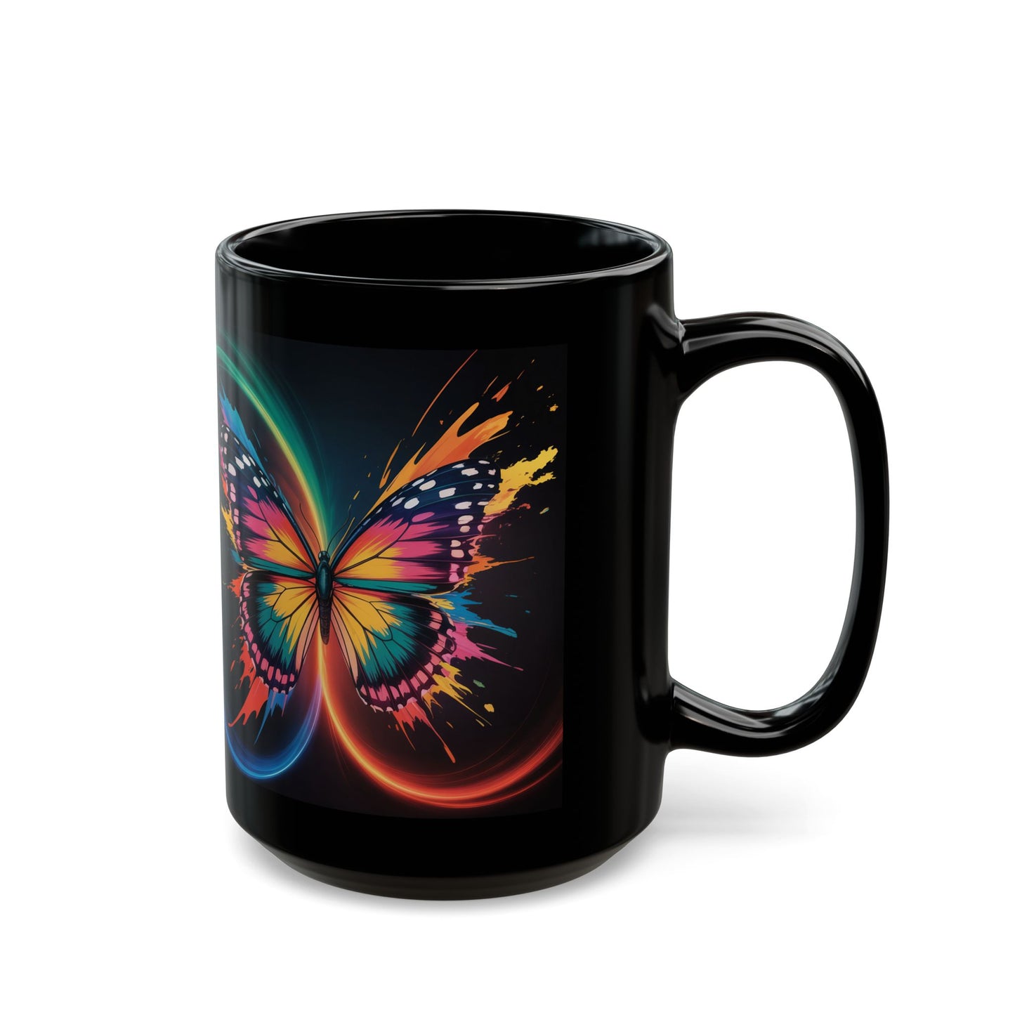 Butterfly Swirl Black Mug (15oz)