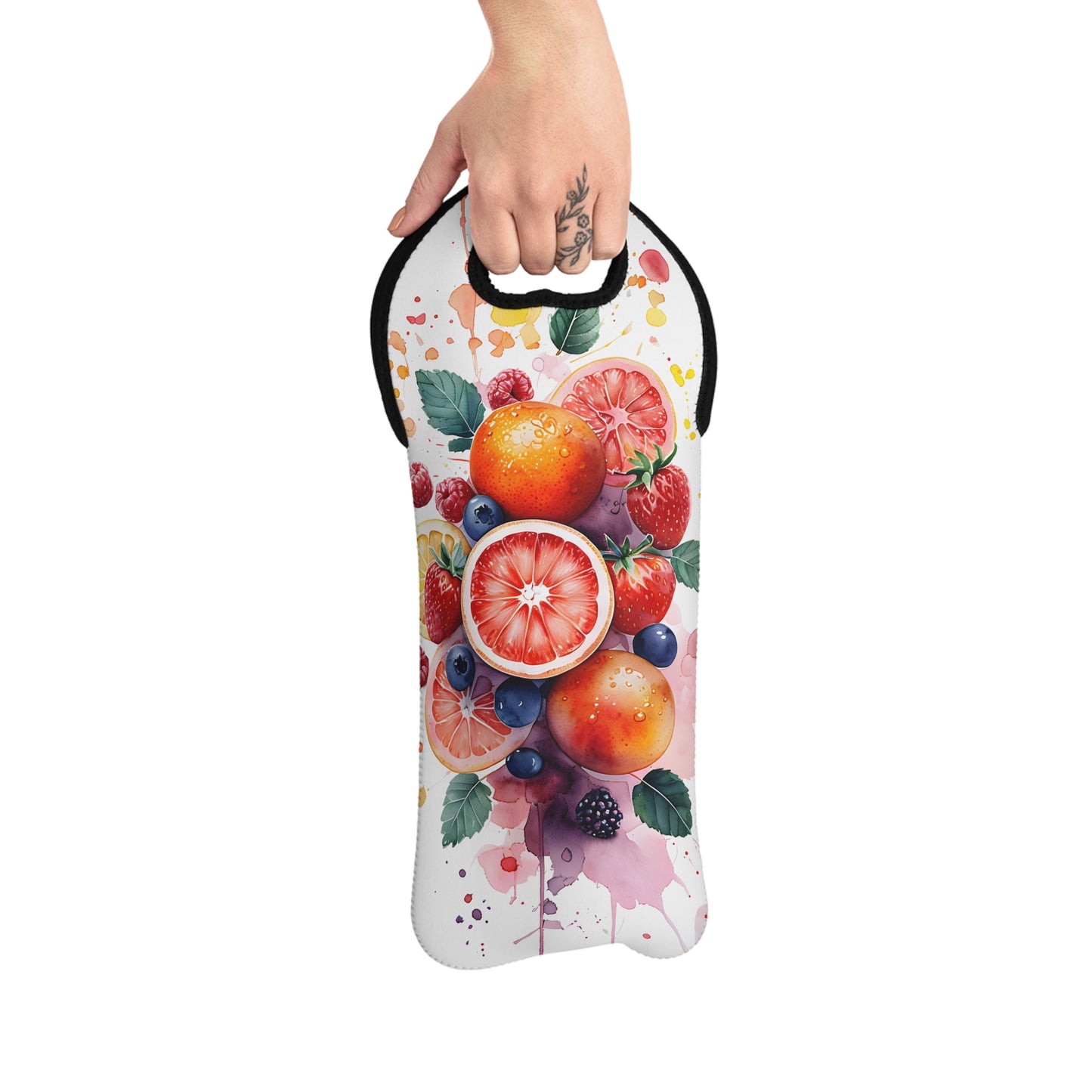 Fruity Wine Tote Bag - Colorful Floral Design for Wine Lovers