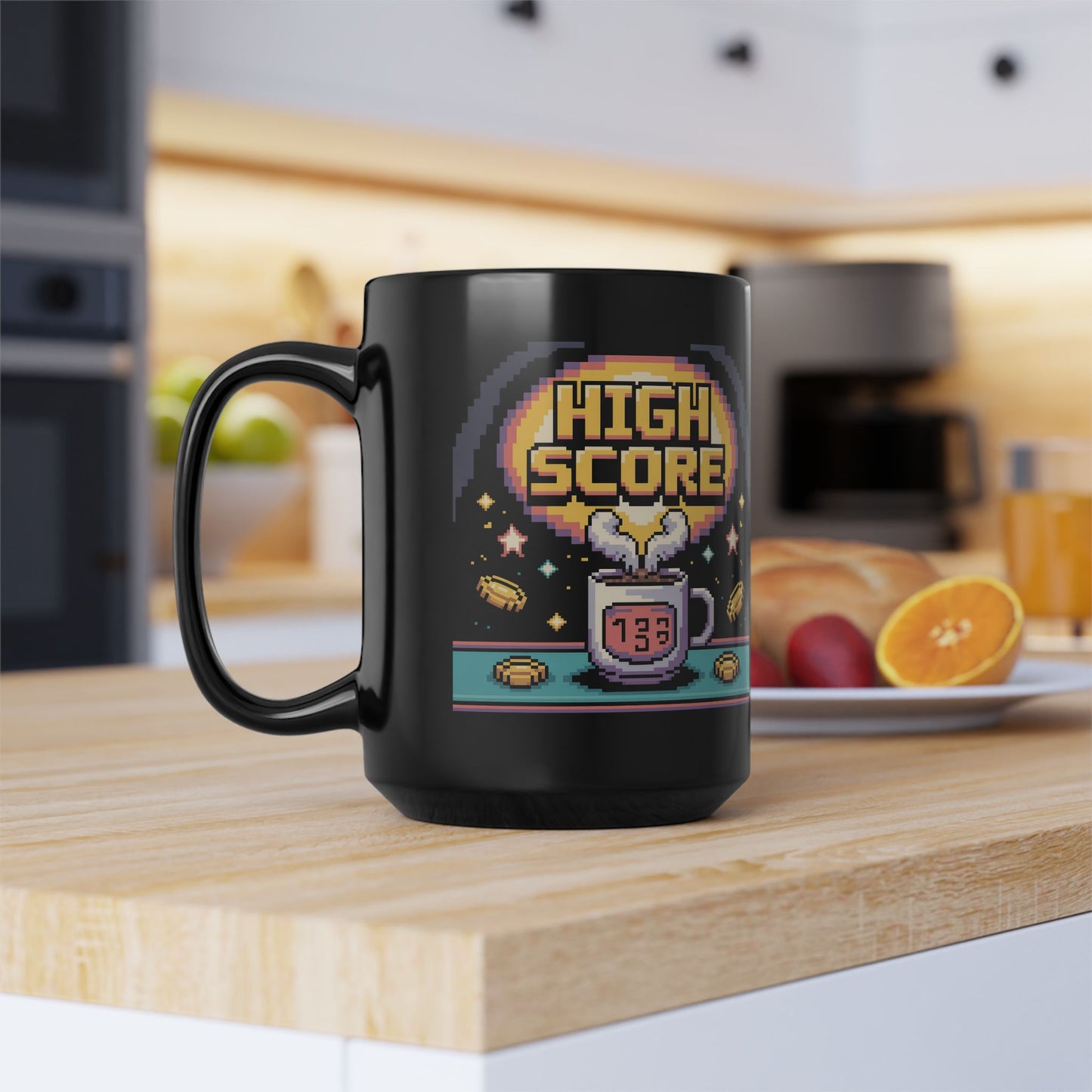 Pixel Art Gaming Mug - High Score Coffee Cup, Retro Gamer Gift, Customizable Tea Mug, Unique Birthday Present, Fun Nostalgic Kitchenware