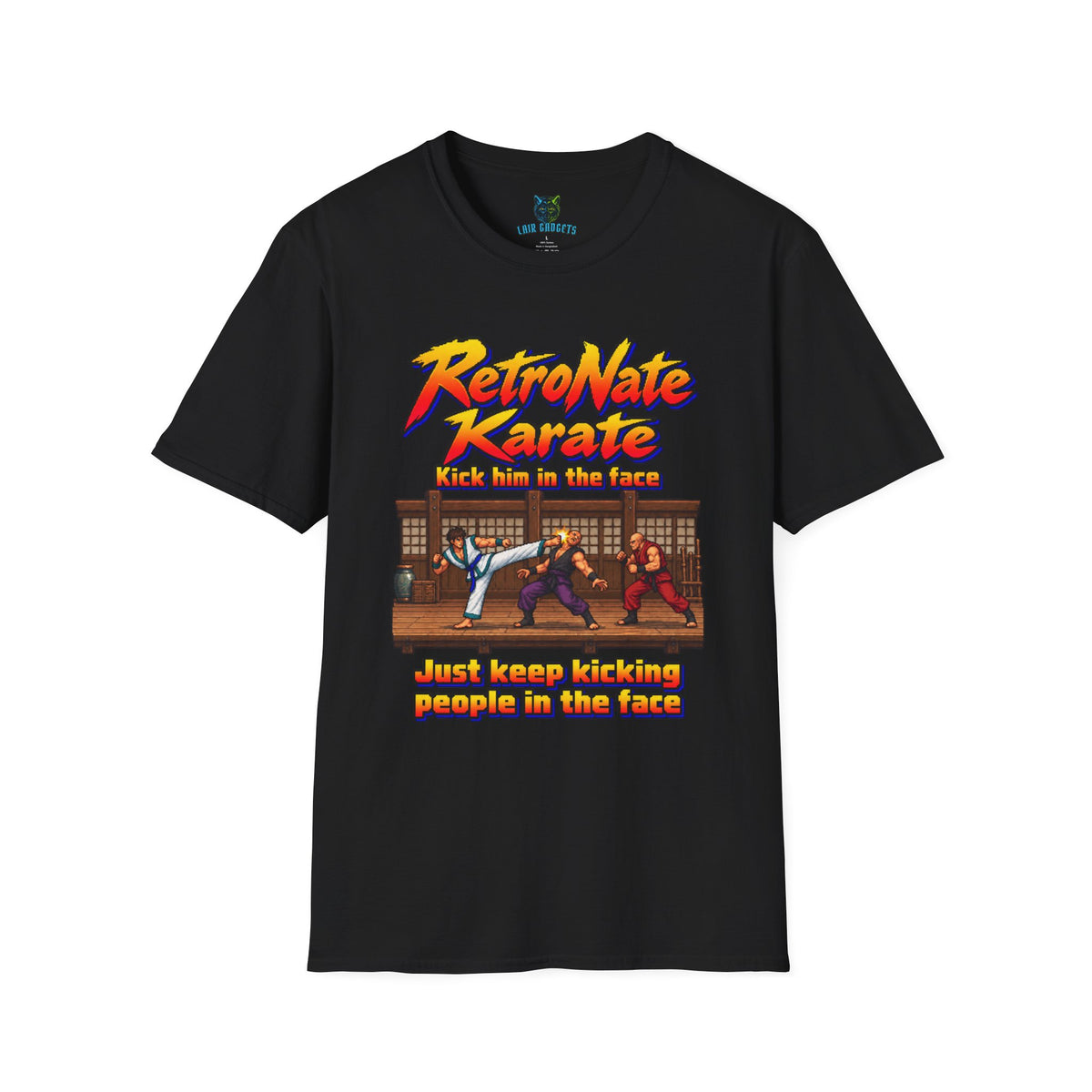 RetroNate Karate T-Shirt – Kick Him in the Face Retro Gaming Tee