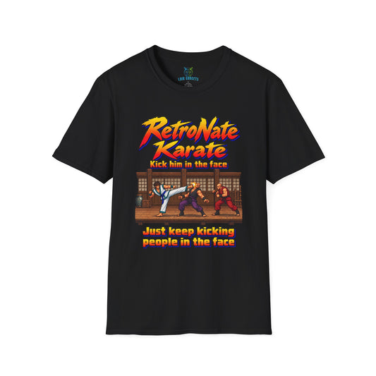 RetroNate Karate T-Shirt – Kick Him in the Face Retro Gaming Tee