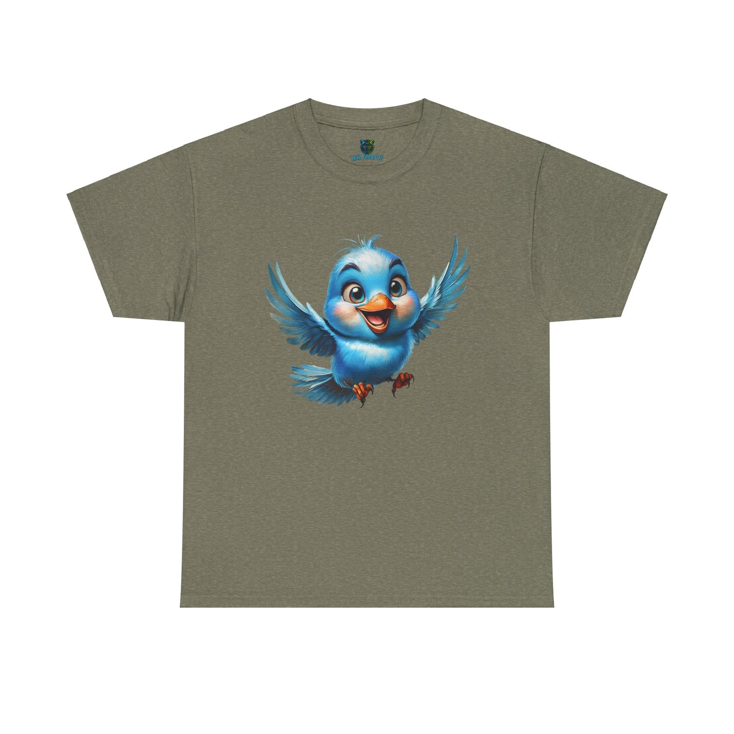 Playful Bluebird  Heavy Cotton Tee - Perfect for Nature Lovers & Everyday Wear