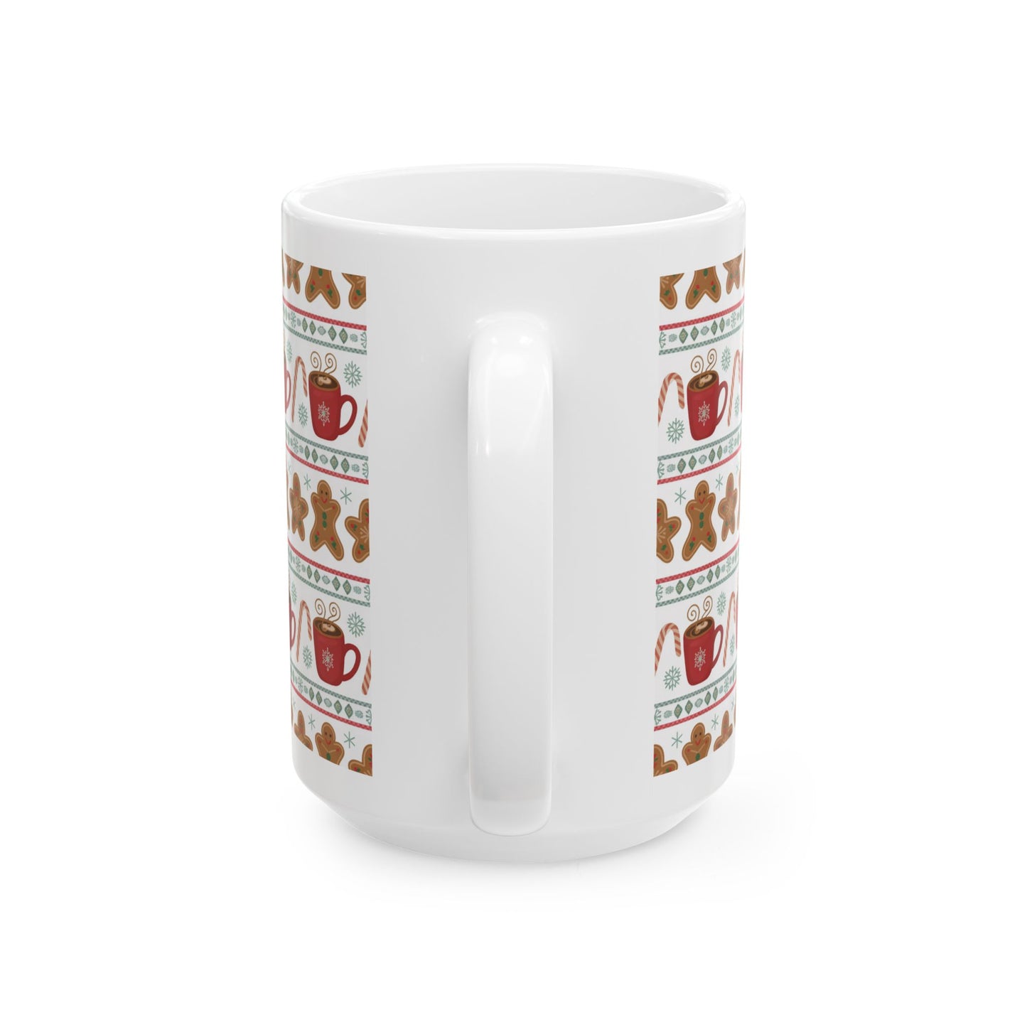 Festive Gingerbread Ceramic Mug - Holiday Hot Cocoa Cup, Christmas Gift, Warm Beverage Mug, Winter Drinkware, Seasonal Coffee Mug