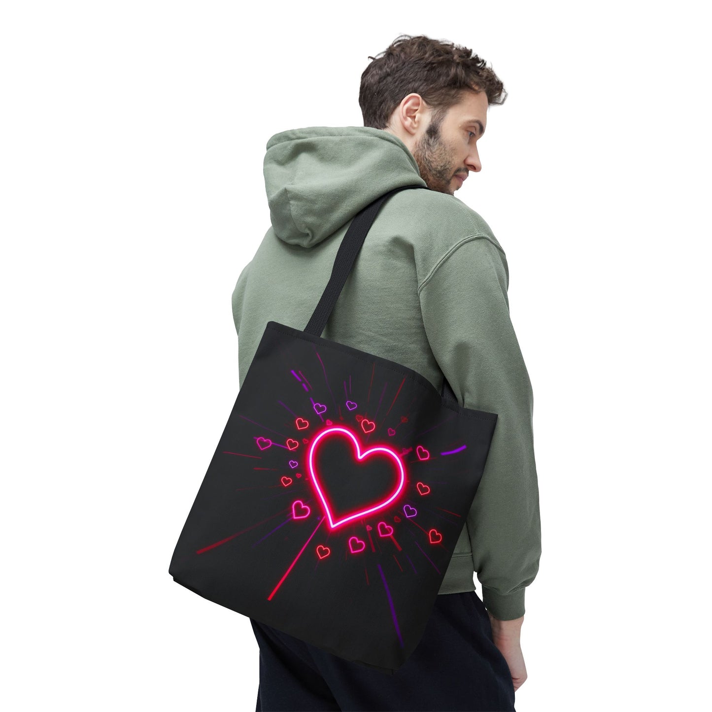 Neon Heart Tote Bag (AOP)