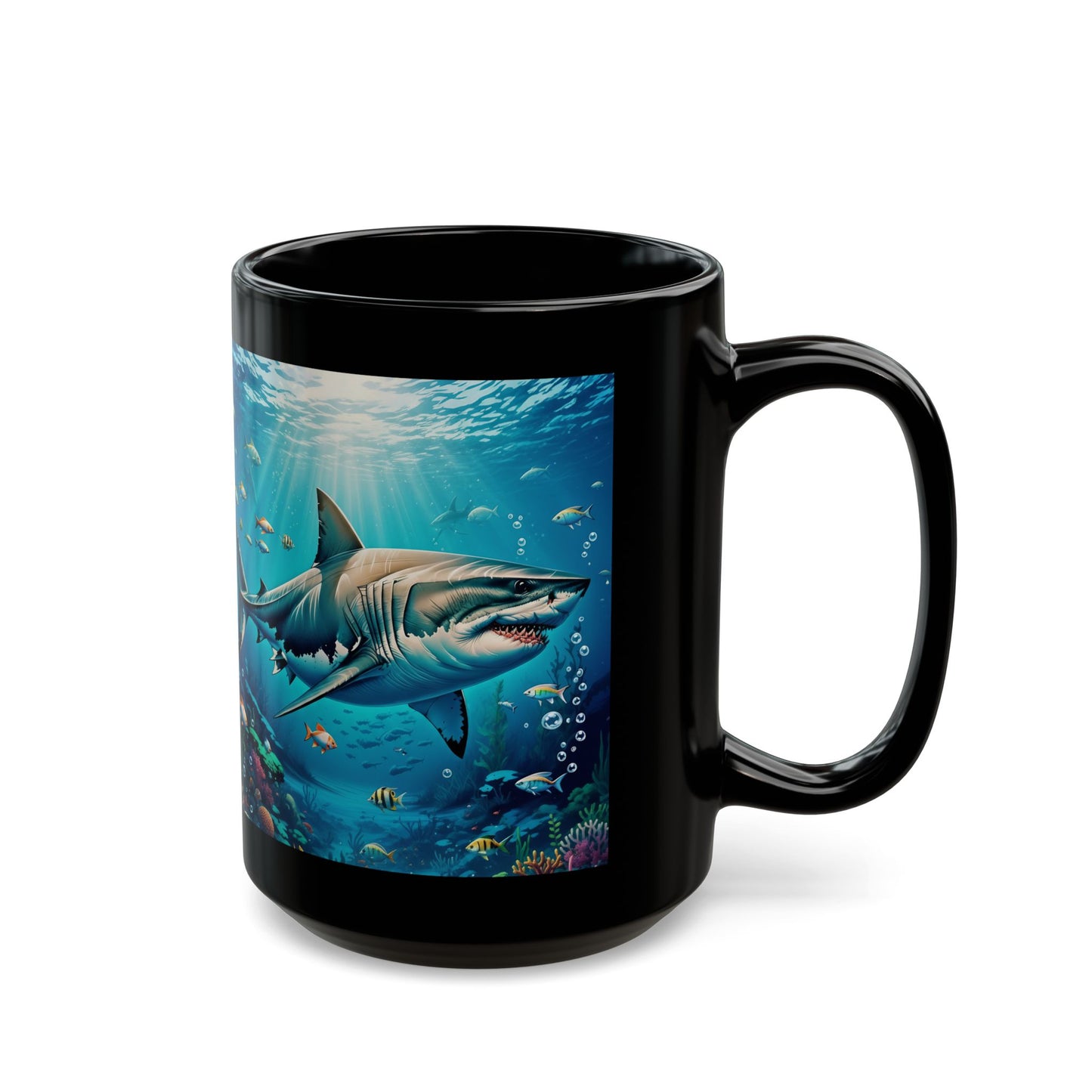 Shark Mirrored Black Mug (11oz, 15oz)