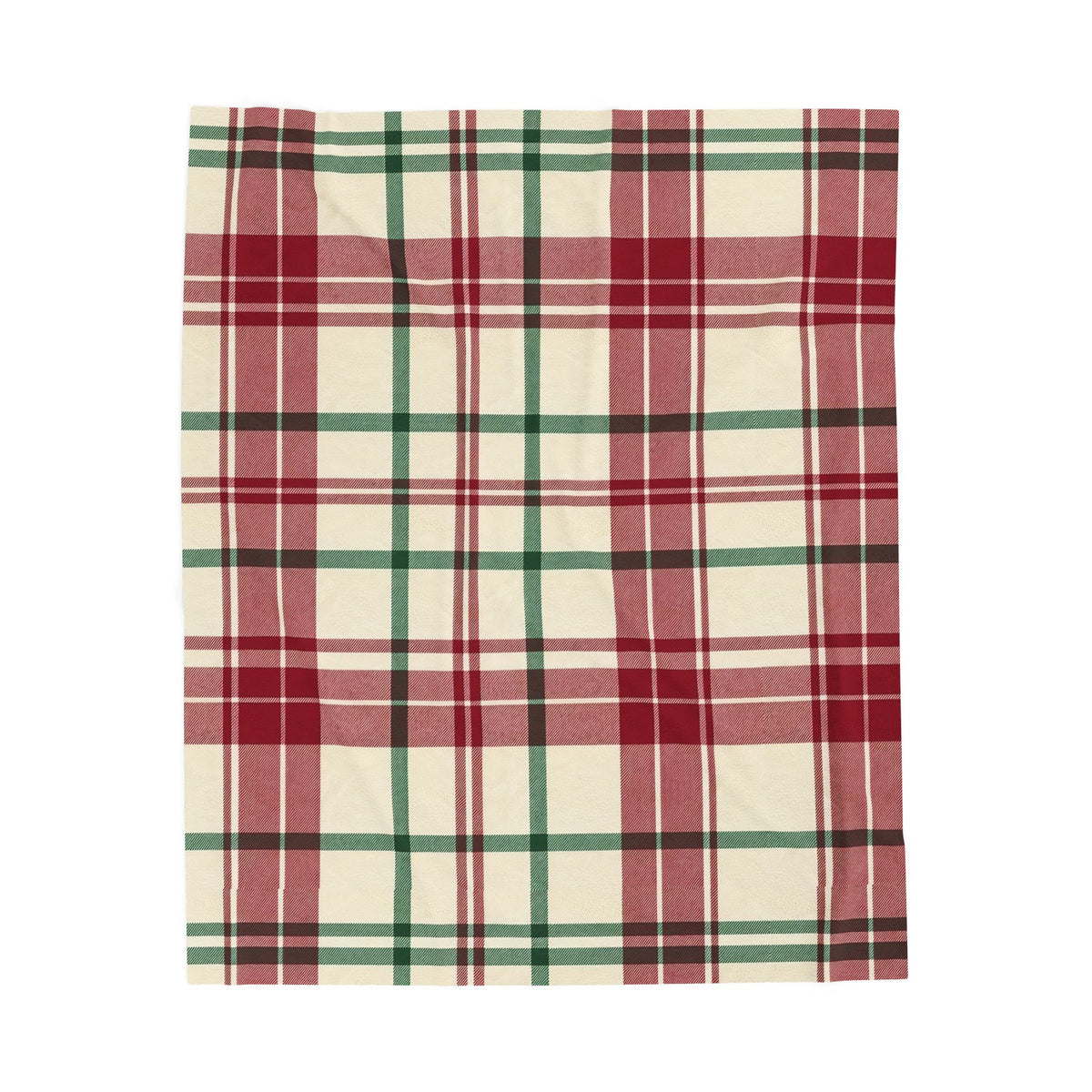 Red and Green Plaid Plush Throw Blanket – Holiday Velveteen Throw, 50 x 60 in