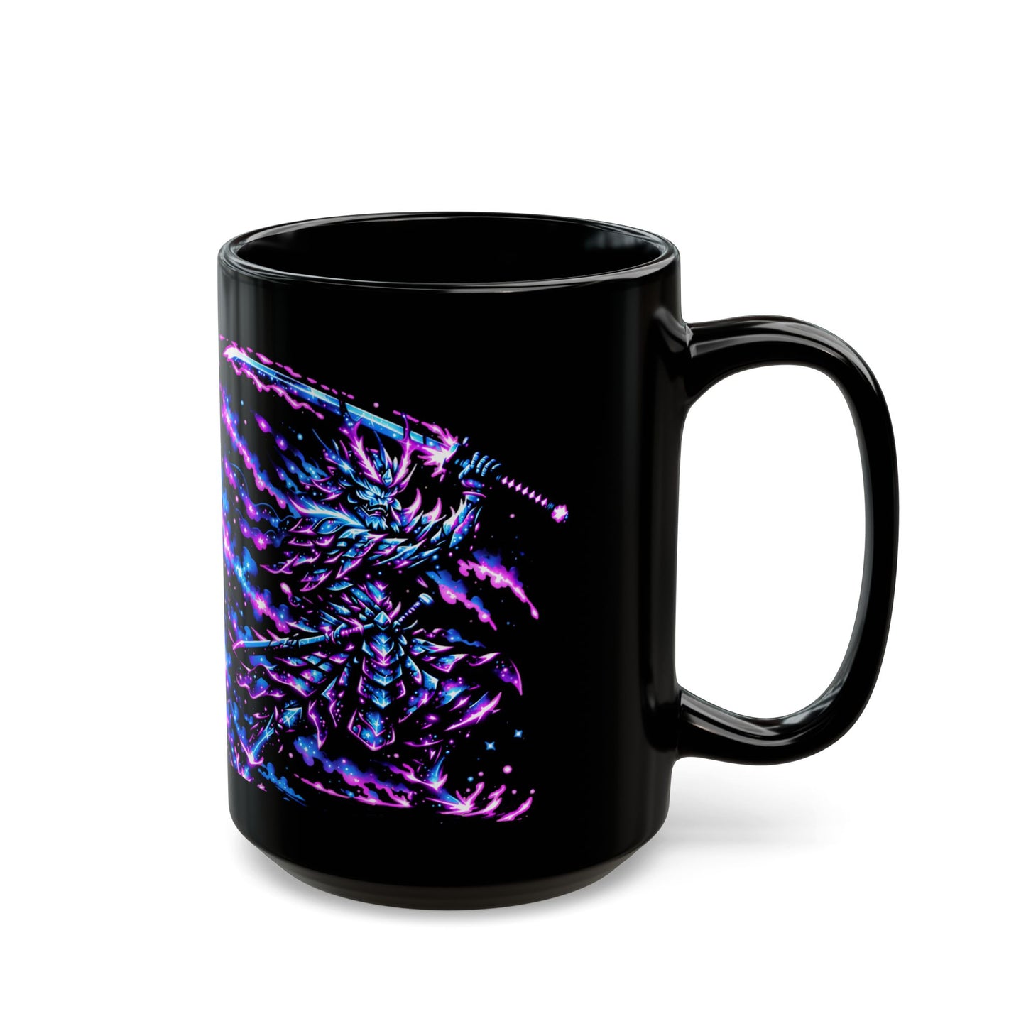Cosmic Samurai Standing with Sword Version Black Mug (11oz, 15oz)