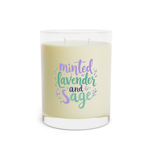 Scented Candle - Minted Lavender & Sage 11oz Glass Candle for Relaxation