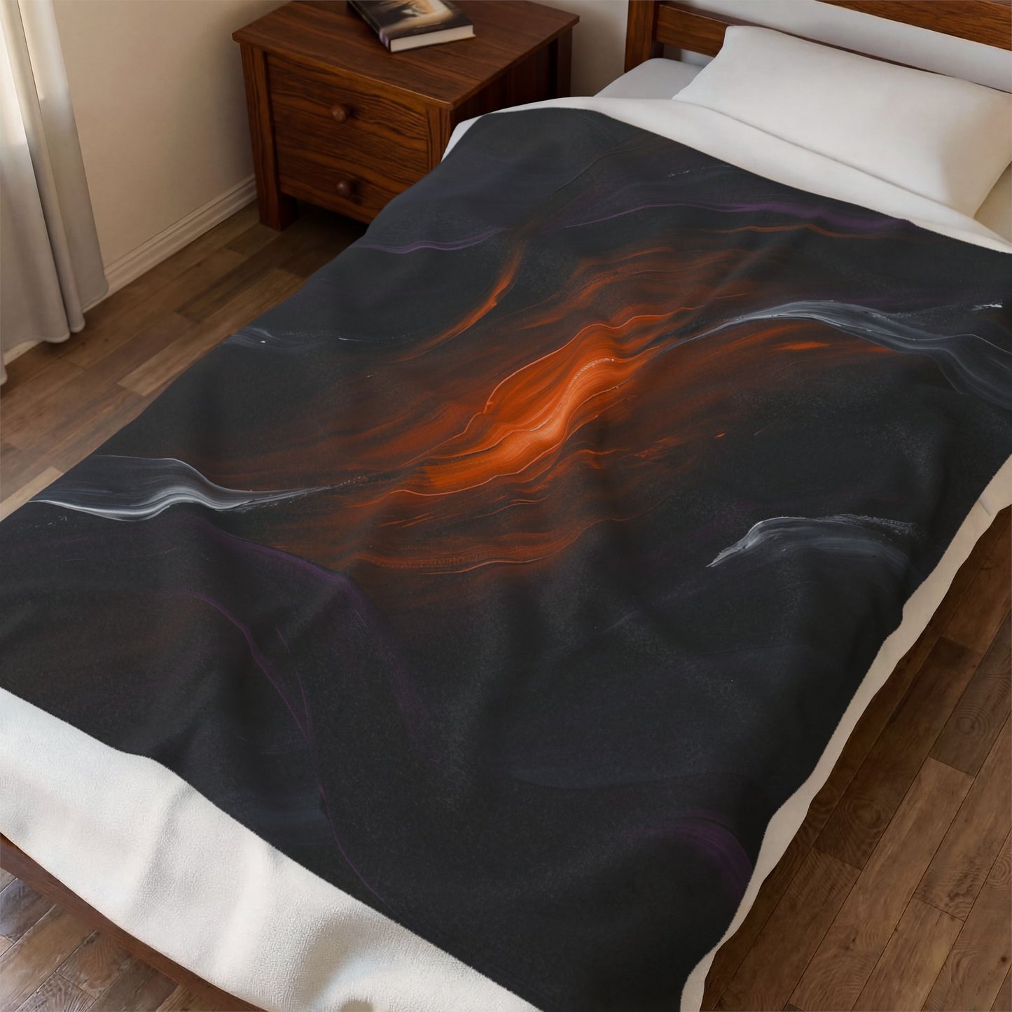 Fall Abstract "Orange Eye" Velveteen Plush Blanket