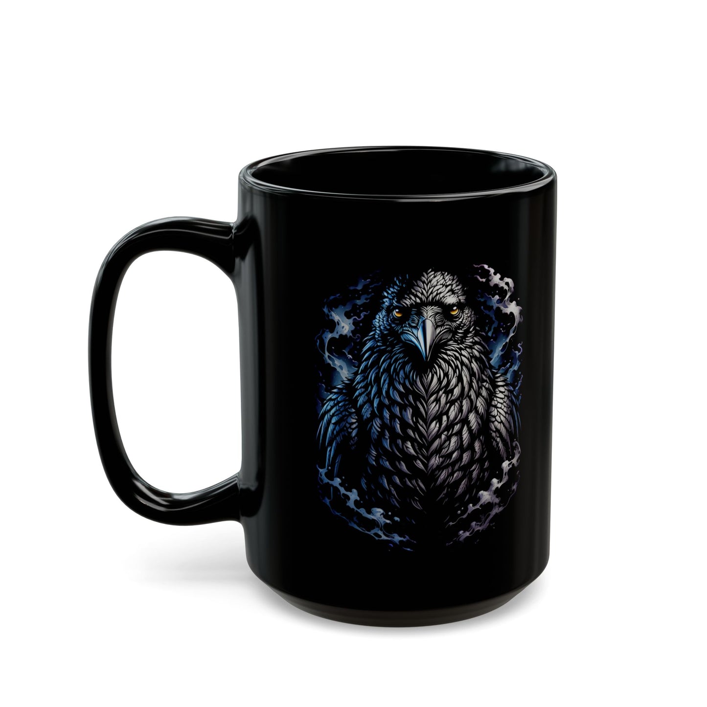 Raven Head on Black Smoke Edition Black Mug (11oz, 15oz)