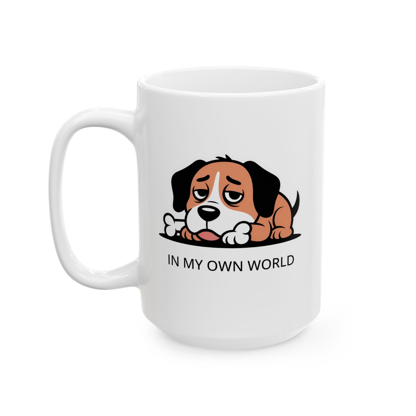 In My Own World Dog Coffee Mug – Cute Introvert Humor Mug for Reading, Gaming, and Relaxing at Home or Work