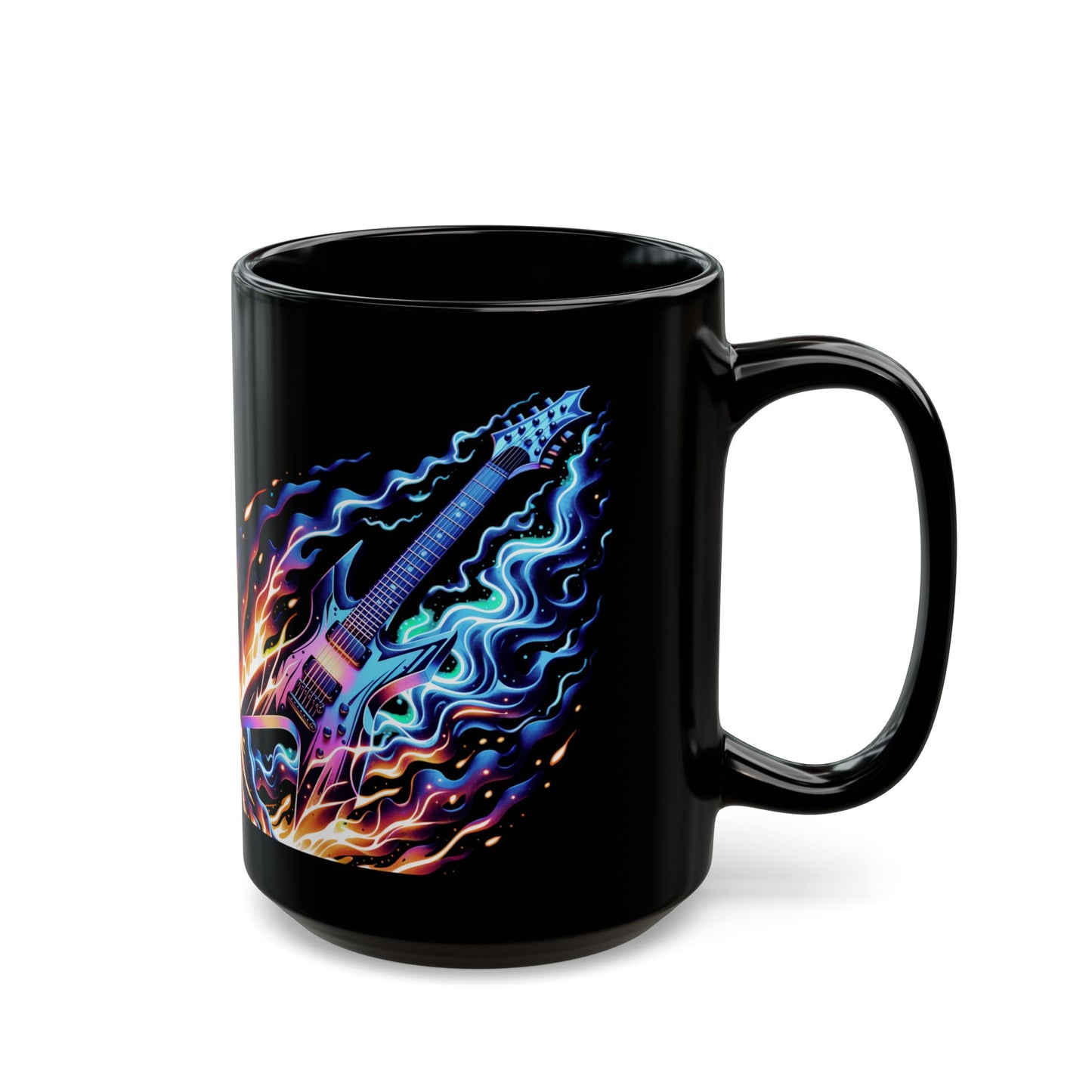 Flaming Guitar Black Mug (11oz, 15oz)
