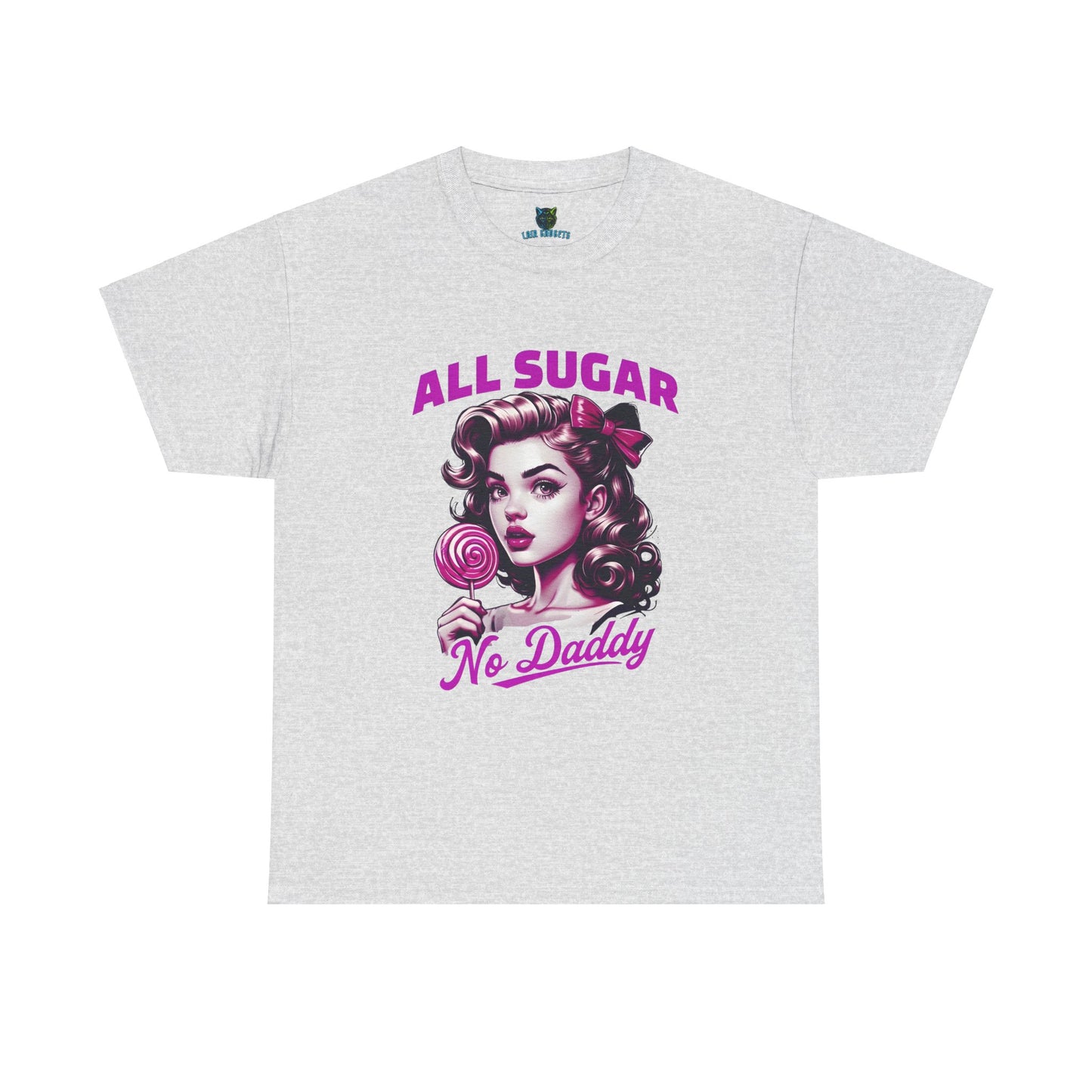 All Sugar No Daddy Heavy Cotton Tee - Fun Retro Graphic Tee for Sweet Tooth Lovers