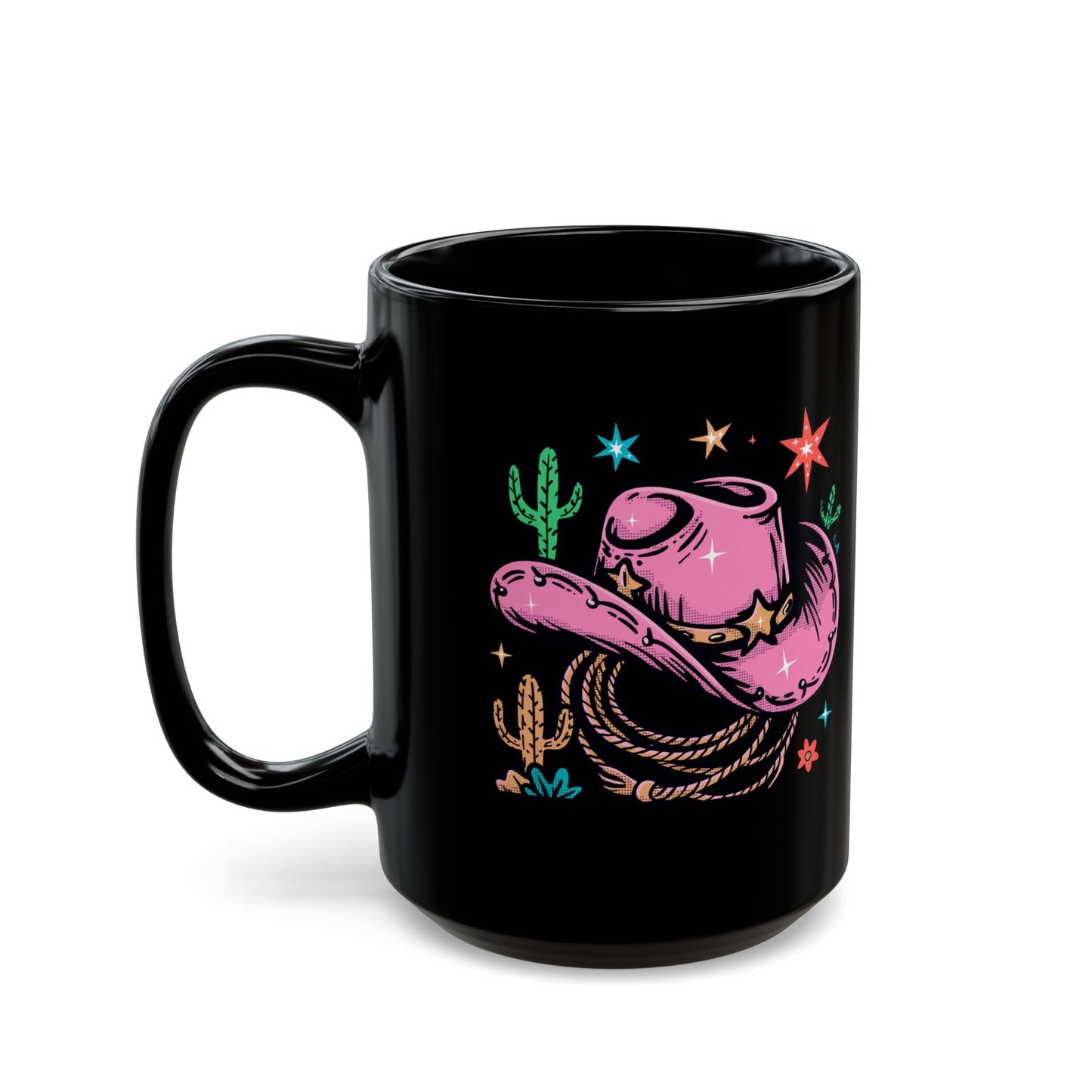 Pink cowgirl hat Black Mug (15oz)