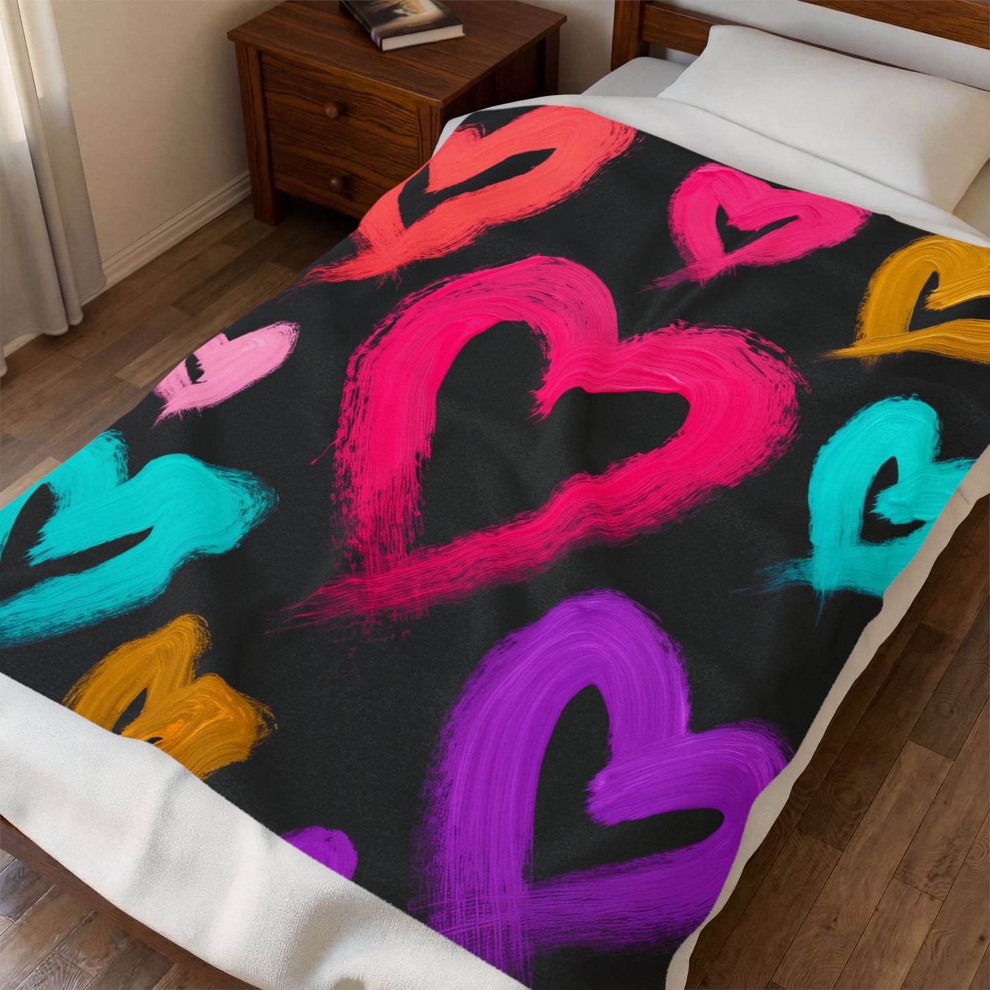 Wendy's Hearts Velveteen Plush Blanket